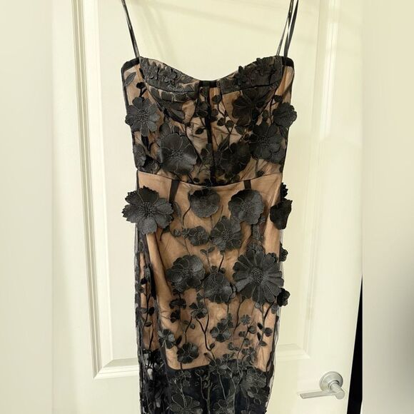 NWOT Bronx and Banco Jasmine Floral-Embroidered Sheer Maxi Dress Black - Picture 8 of 16